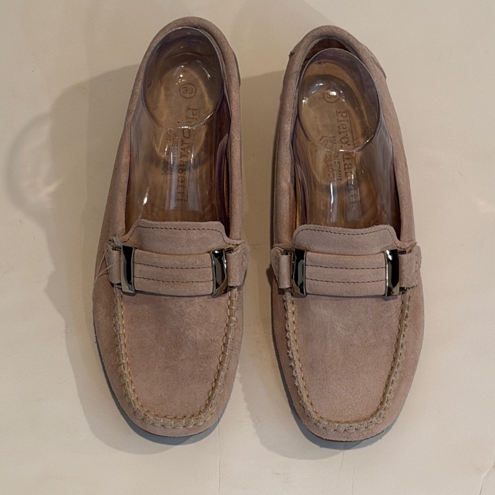 Piero Masetti Pink Suede Leather Moccasin Loafers Made in Spain Size 39